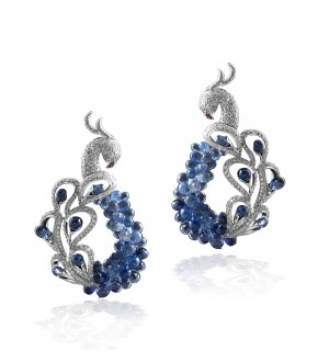 Signature peacock earrings- Brown sapphires