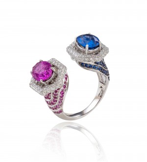 PINK AND BLUE SAPPHIRE RING
