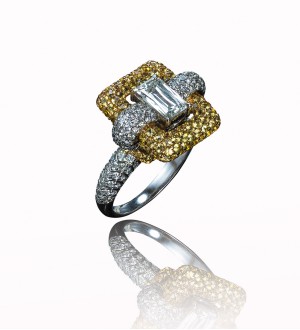 Crisscut yellow sapphire ring