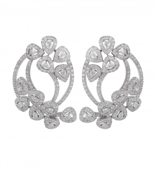 Diamond plume earrings