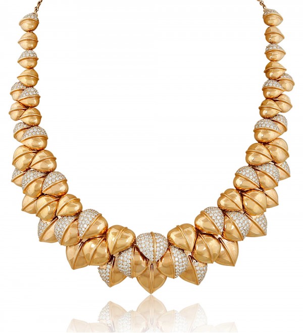 Pink gold with white diamond necklace