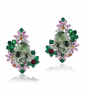 Water lily studs Green amethyst