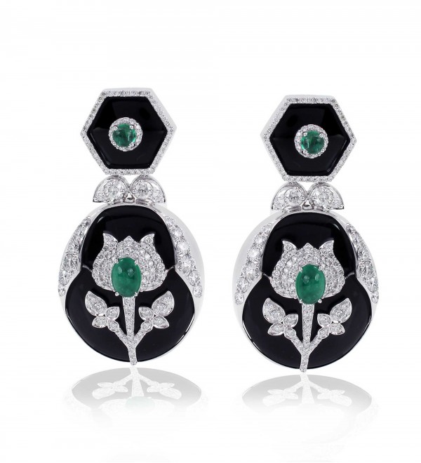 Diamond and Black onyx earrings