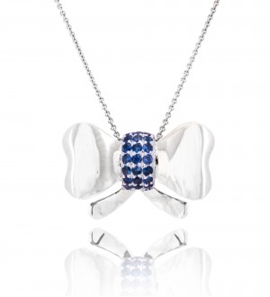 Blue sapphire bow pendant