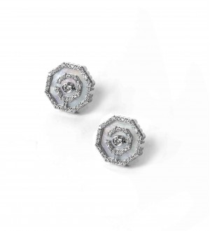LABYRINTH MOTHER OF PEARL DIAMOND STUDS