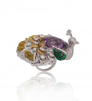 Peacock plume ring
