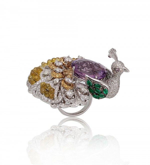 Peacock plume ring