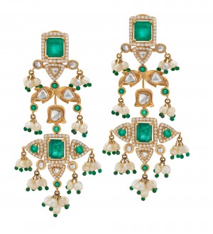 Green Polki Diamonds Earrings