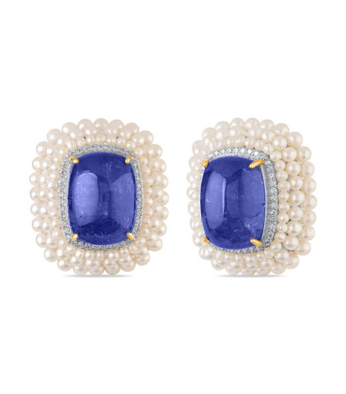 Tanzanite pearl earrings