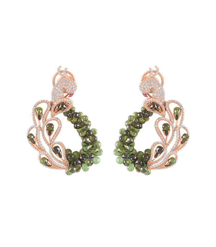 Signature peacock earrings-tourmaline