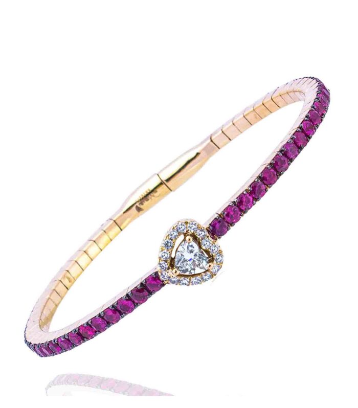 HEART STACKABLE BRACELET, RUBY