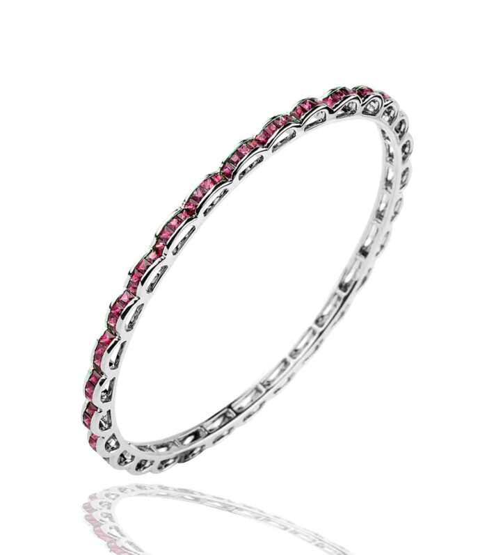 Rubies Channel White Gold Bangle