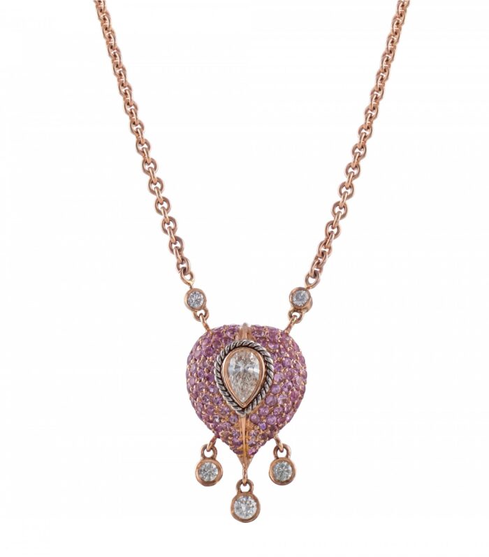 INSIGNIA PEAR PENDANT, Pink sapphire