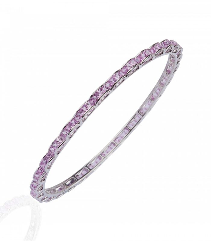 Pink Sapphires White Gold Bangle