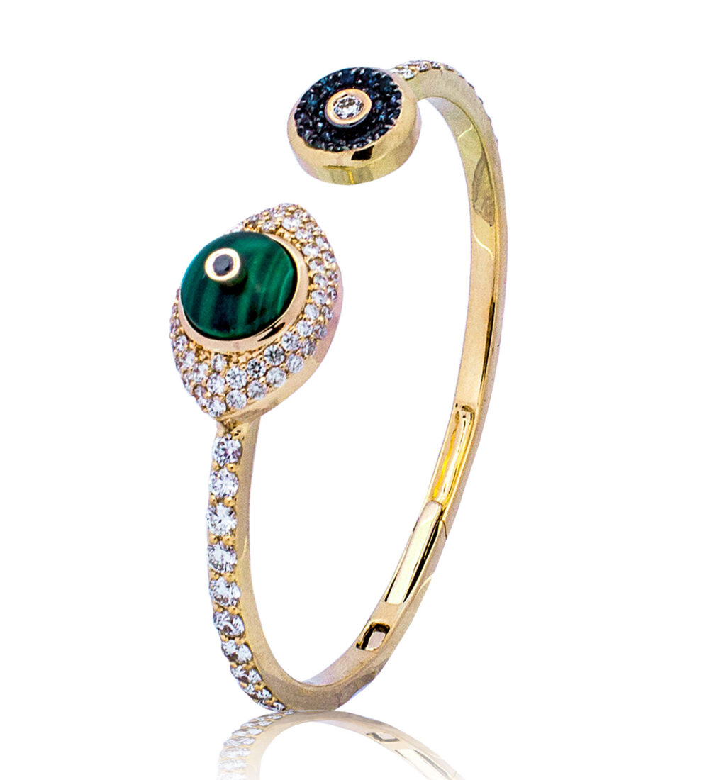 MALACHITE AND SAPPHIRE EVIL EYE BRACELET - Image 2