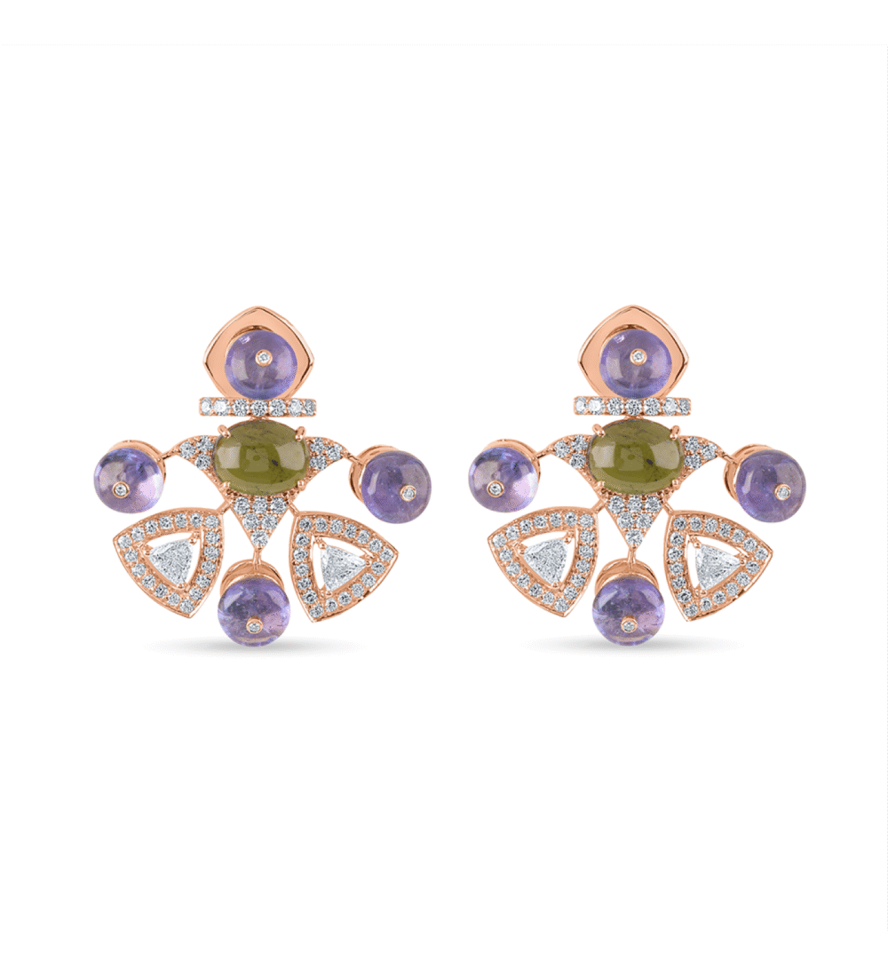 Tanzanite and tourmaline studs