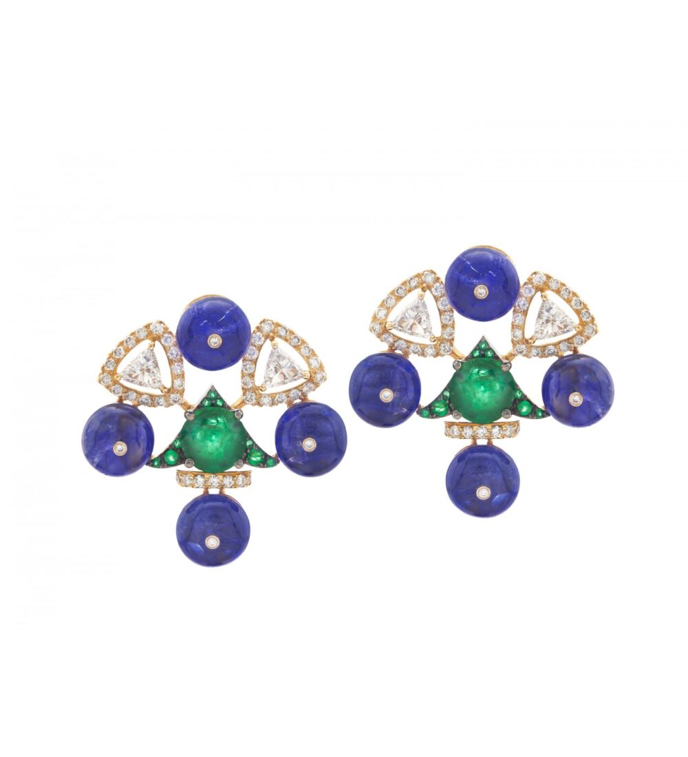 TANZANITE AND EMERALD STUDS
