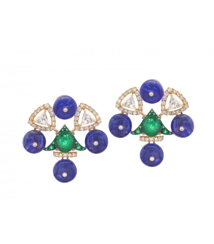 TANZANITE AND EMERALD STUDS