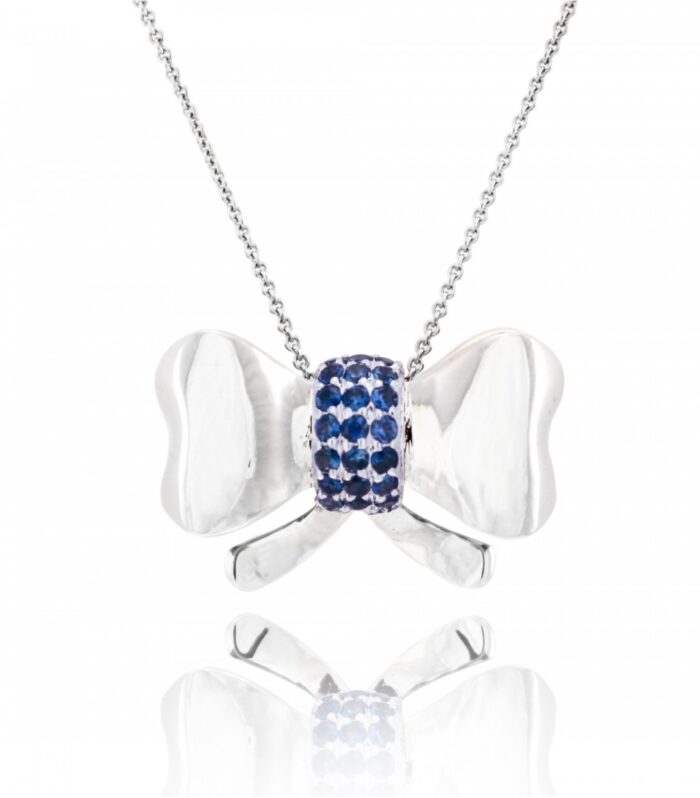 Blue sapphire bow pendant