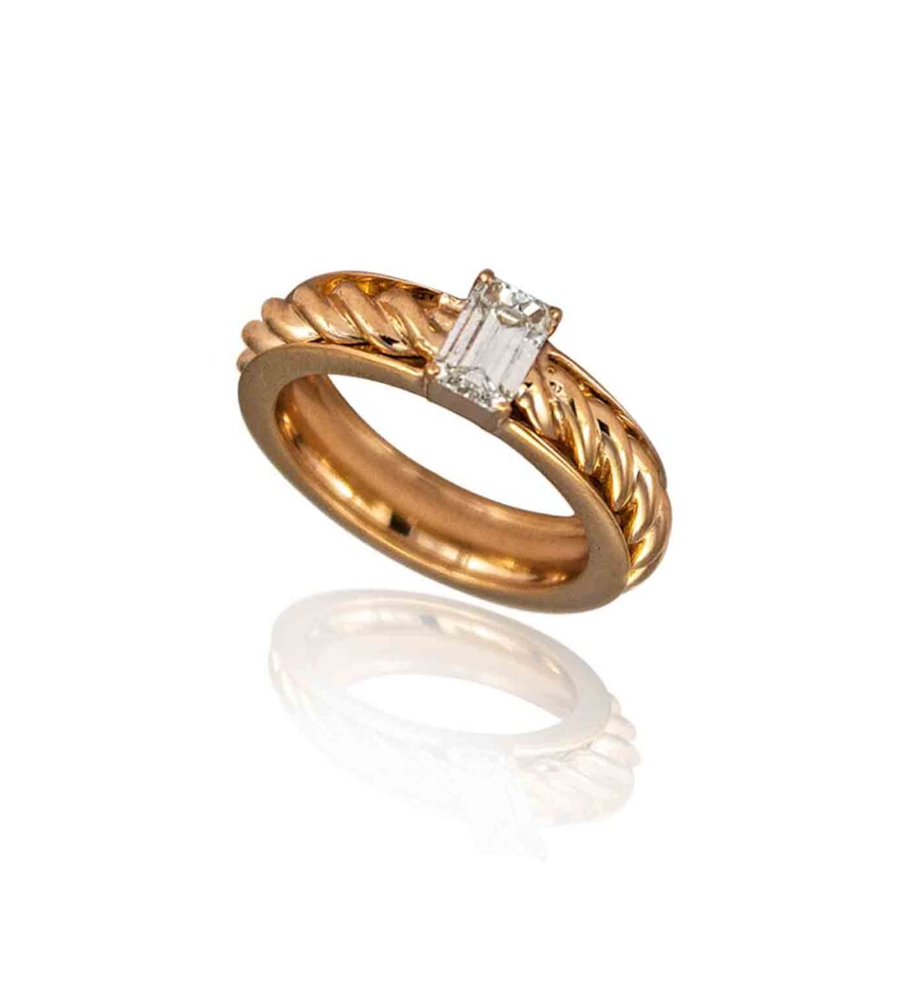 Emerald cut diamond ring