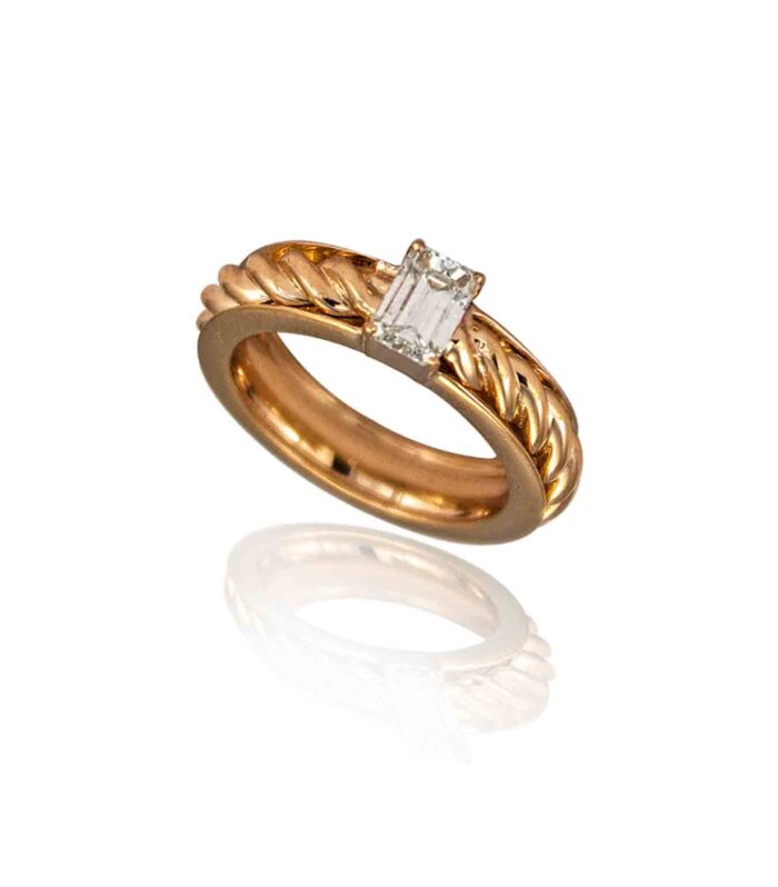Emerald cut diamond ring
