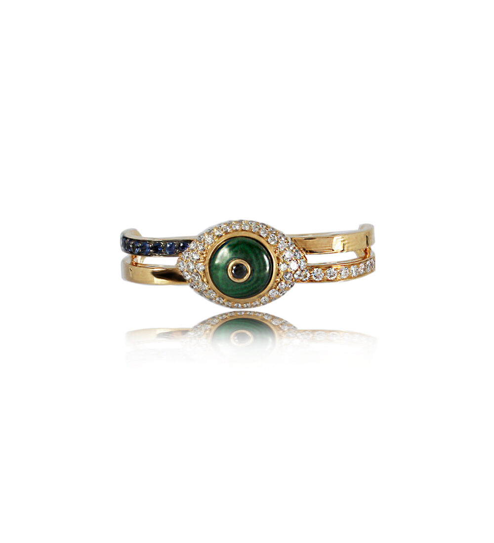 AEGUS MALACHITE AND SAPPHIRE double finger ring - Image 2