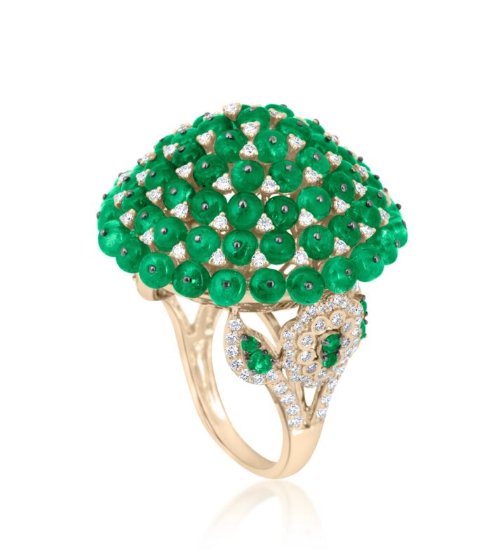Emerald Mogra Dome Ring