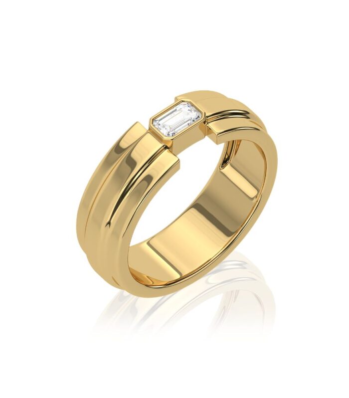 EMERALD CUT DIAMOND SIGNET RING