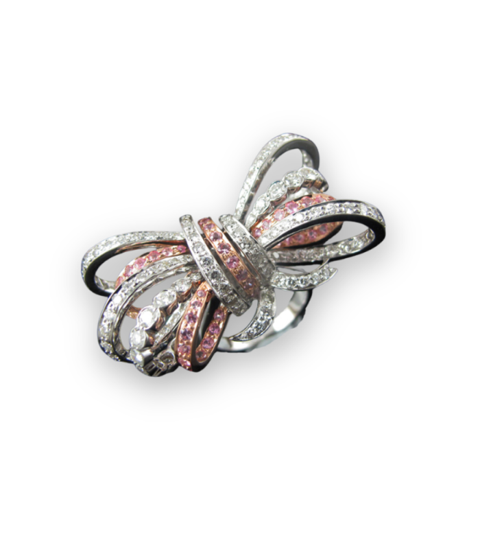 PINK SAPPHIRE & DIAMOND ABSTRACT RING