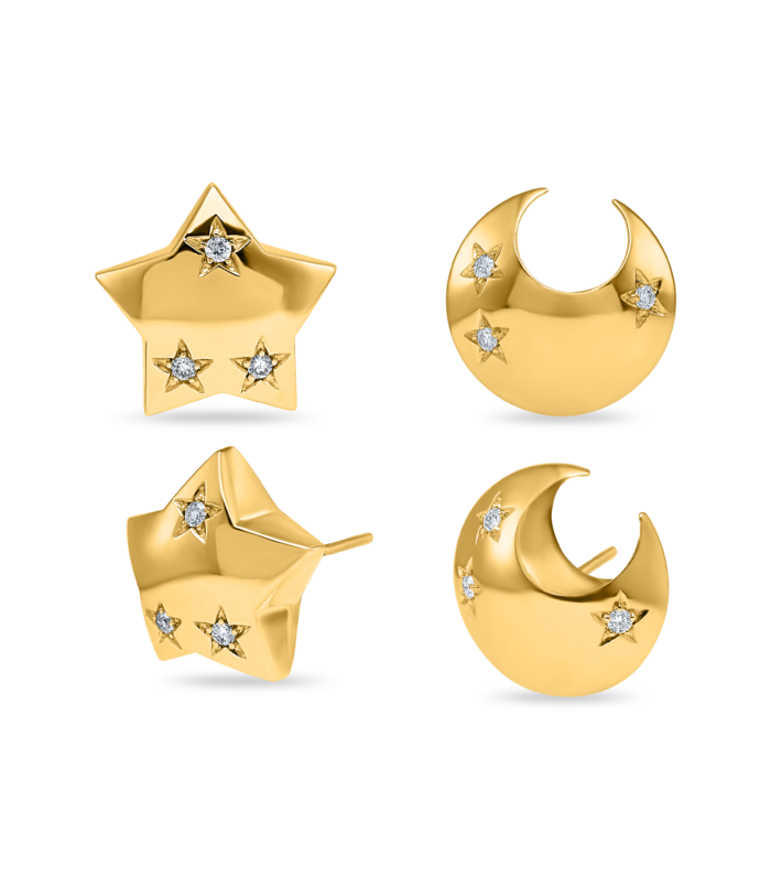 STAR & MOON STUD EARRINGS